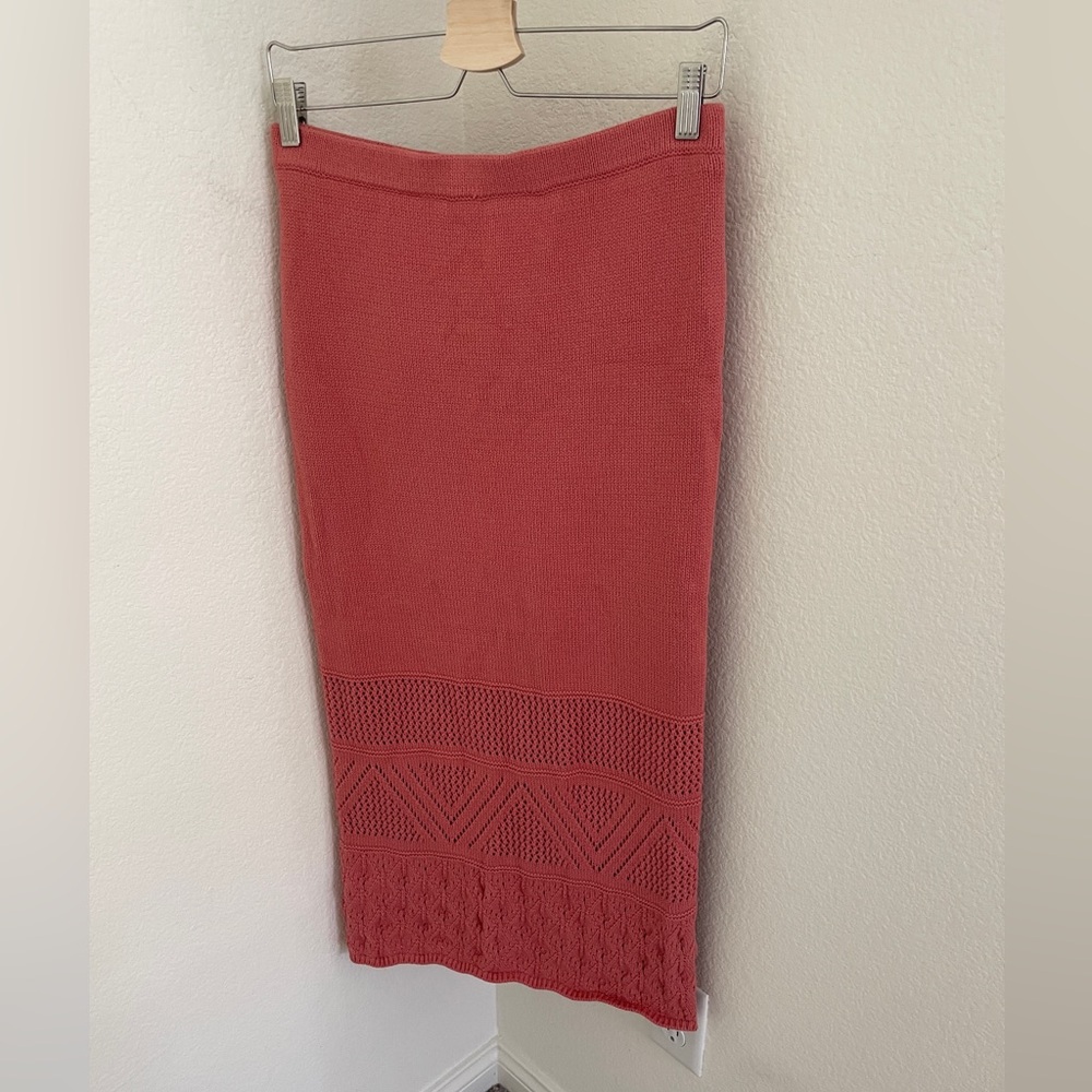 House of Harlow 1960 crochet midi knit skirt  red brick Size M